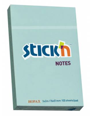 Блок самоклеящийся бумажный Stick`n 21146 51x76мм 100лист. 70г/м2 пастель голубой