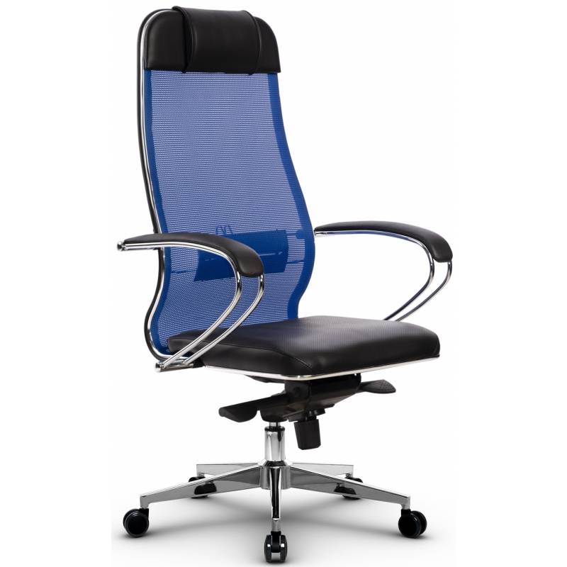 Эргономичное кресло руководителя Samurai Comfort - 1.01 черно-синее главное фото