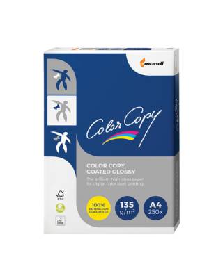 Бумага COLOR COPY GLOSSY, мелованная, глянцевая, А4, 135 г/м2, 250 л., для полноцветной лазерной печати, А++, Австрия, 139% (CIE