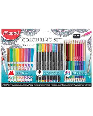 Набор для творчества MAPED "Colouring Set", 10 фломастеров, 10 капиллярных ручек, 12 двусторонних цветных карандашей, точилка, 8