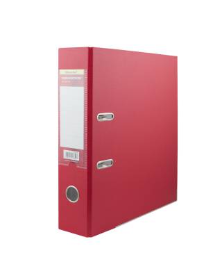 Регистратор картонный с PVC покрыт 355021-04 5мм,с метал. окантовкой,карман на корешке,цв. красный, 