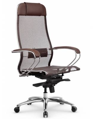 Кресло руководителя Samurai S-1.04 коричневое (хром)