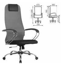 Кресло офисное  PREMIUM "Ultimate EX-800" хром, плотная двойная сетка Х2, черное/серое, 532912