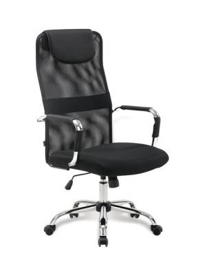 Кресло офисное  "Fit EX-514", с подголовником, хром, черное, 531949
