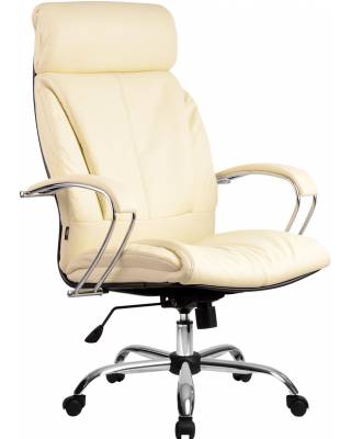 Кресло руководителя LK-13CH (Светло-бежевая перфорированная натуральная кожа) №720