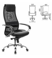 Кресло офисное  PREMIUM "Stalker EX-609 PRO", хром, мультиблок, ткань-сетка/экокожа, черное, 532416, EX609PRO_532416