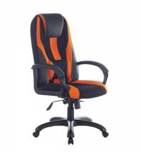 Кресло компьютерное  PREMIUM "Rapid GM-102", НАГРУЗКА 180 кг, экокожа/ткань, черно/оранжевое, 532420, GM-102_532420