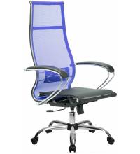 Кресло руководителя МЕТТА Комплект 7 хром синее (сетка)