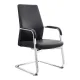 Кресло Бюрократ _JONS-LOW-V/BLACK на полозьях черный кожа главное фото в маленьком размере