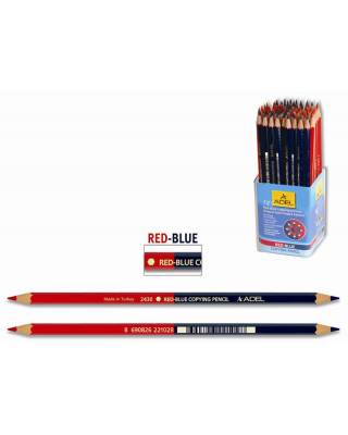 Карандаш двухцветный Adel Copying 213-2430-004 красный/синий специальный несмываемый грифель