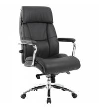 Кресло из натуральной кожи  PREMIUM "Phaeton EX-502", хром, черное