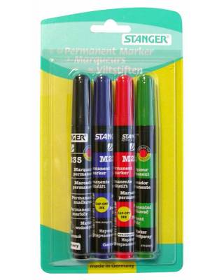 Набор маркеров перманентных Stanger M235 712012 круглый пиш. наконечник 1-3мм 4цв.