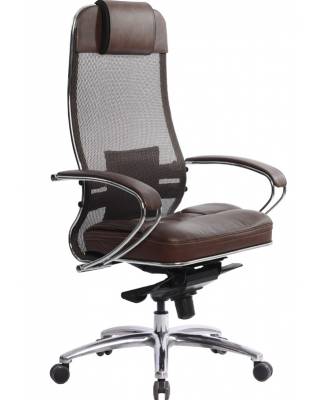 Кресло руководителя Samurai SL-1.03 коричневое (сетка/кожа)