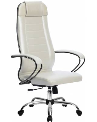 Кресло руководителя МЕТТА Комплект 28 Хром белый лебедь (перфорированная кожа)