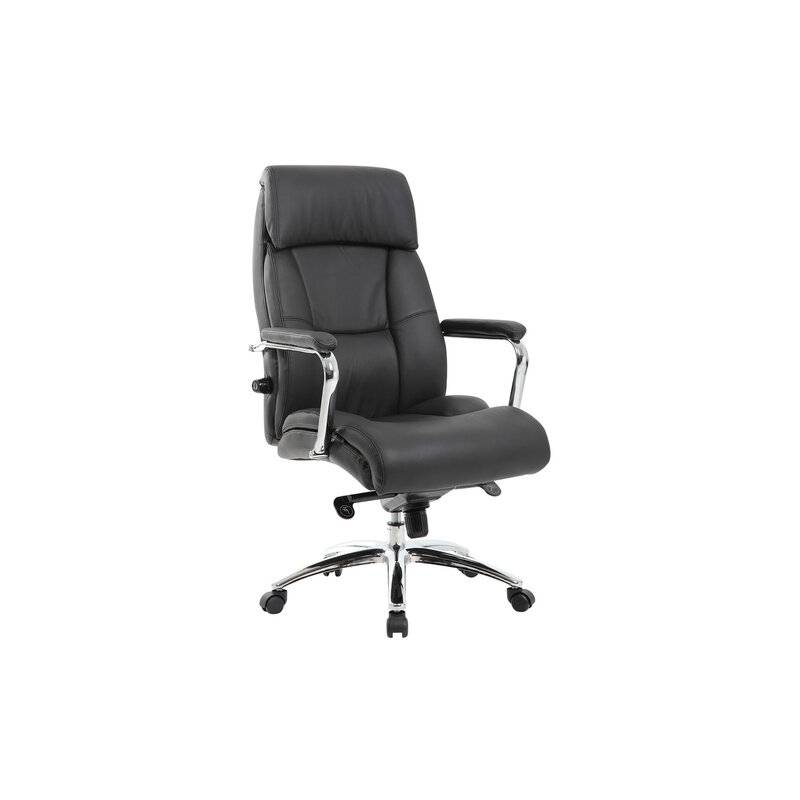 Кресло из натуральной кожи  PREMIUM "Phaeton EX-502", хром, черное главное фото
