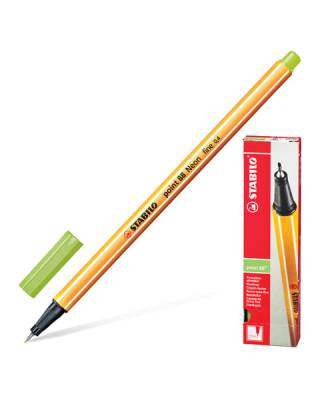 Ручка капиллярная (линер) STABILO "Point 88", СВЕТЛО-ЗЕЛЕНАЯ, корпус оранжевый, линия письма 0,4 мм, 88/33