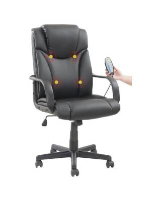 Кресло офисное  "Relax MS-001", 4 массажных модуля, экокожа, черное