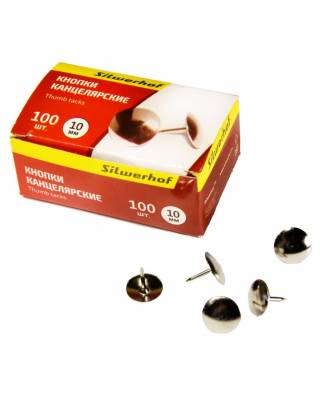 Кнопки Silwerhof 500001 никелированные d=10мм (упак.:100шт) картонная коробка