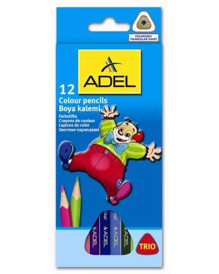 Карандаши цветные Adel Colour TRIO 211-3315-007 трехгранные d=3мм 12цв. коробка/европод.