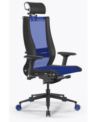 Кресло МЕТТА Samurai L2-16D - Mesh(TS)+EcoLeather(Infinity) /Kb09/Nb09/D04P/H2cL-3D(MSS3.2Pl/M26.B11.G24.W27) (Синий-Черный) главное фото