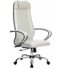 Кресло руководителя МЕТТА Комплект 28 Хром белый лебедь (перфорированная кожа)