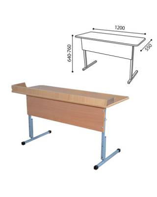 Стол-парта 2-местный регулируемый для кабинета химии, 1200х550х640-760 мм, рост 4-6, металл/ДСП, пластик