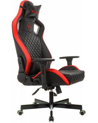 Кресло игровое Knight Outrider черный/красный ромбик эко.кожа с подголов. крестов. металл