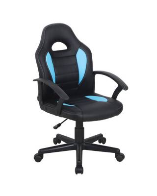 Кресло компьютерное  "Spark GM-201", экокожа, черное/голубое, 532505