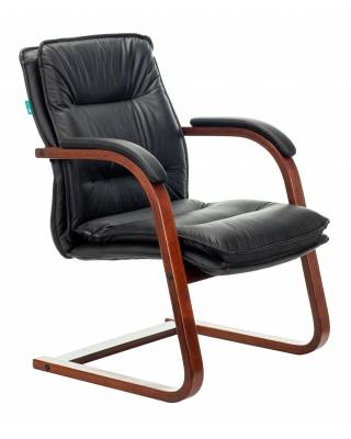 Кресло Бюрократ T-9927WALNUT-AV/BL на полозьях черный кожа главное фото