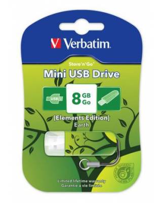 Флеш Диск Verbatim 8Gb Store n Go Mini Elements Earth 98160 USB2.0 зеленый/рисунок