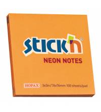Блок самоклеящийся бумажный Stick`n 21164 76x76мм 100лист. 70г/м2 неон оранжевый