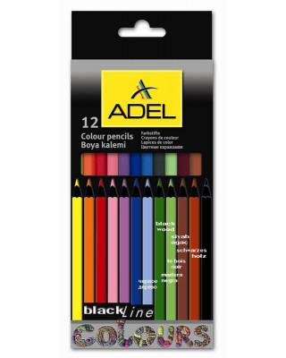 Карандаши цветные Adel BlacklinePB 211-2312-000 шестигранные черное дерево d=3мм 12цв. цветной корпус коробка/европод.