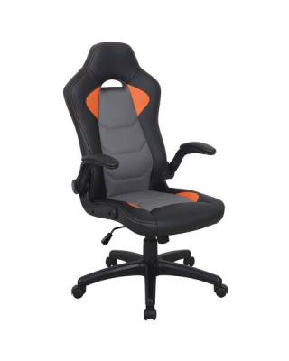 Кресло компьютерное  "Skill GM-005", откидные подлокотники, экокожа, черное/оранжевое, 532495 главное фото