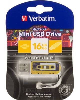 Флеш Диск Verbatim 16Gb Mini Cassette Edition 49399 USB2.0 желтый/рисунок
