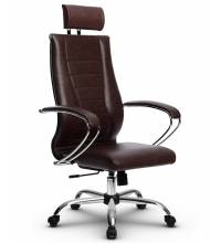 Эргономичное кресло руководителя Метта комплект 35 коричневая перфорированная кожа