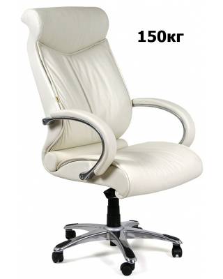 Кресло СHAIRMAN 420 (белая кожа, хром)