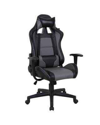 Кресло компьютерное  "GT Racer GM-100", две подушки, экокожа, черное/серое, 531926 главное фото