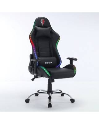 Кресло компьютерное  "Lumen GM-150 RGB", подсветка, две подушки, экокожа, черное, 532801