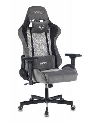 Кресло игровое геймерское Бюрократ VIKING 7 KNIGHT Fabric серый Loft ромбик текстиль/эко.кожа с подголов. крестовина металл