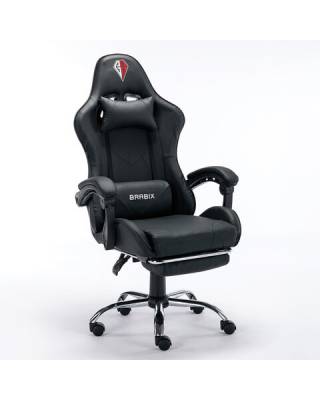 Кресло компьютерное  "Dexter GM-135", подножка, две подушки, экокожа, черное, 532800