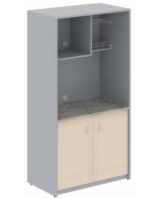 Шкаф для посуды SCB 120 Бук Тиара /Металлик 1030х600х2000 (фасады с T- образной фрезеровкой)