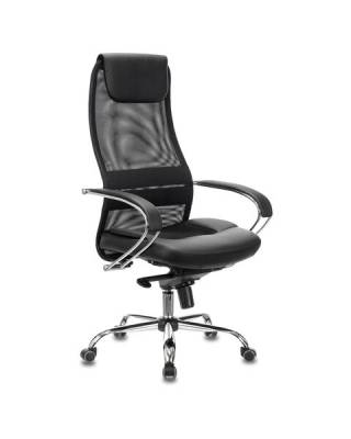 Кресло офисное BRABIX Stalker EX-609 PRO premium, хром, мультиблок, ткань-сетка/кожзам, 532416, EX609PRO_532416
