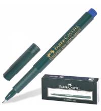 Ручка капиллярная (линер) FABER-CASTELL "Finepen 1511", СИНЯЯ, корпус темно-зеленый, линия письма 0,4 мм, 151151