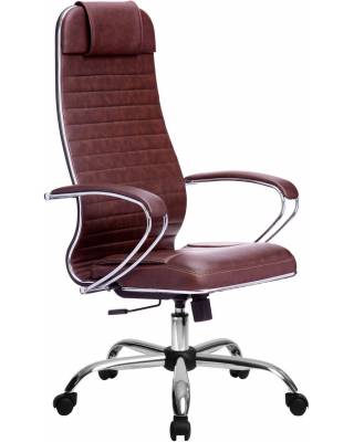 Эргономичное кресло руководителя Метта комплект 6 коричневая перфорированная кожа