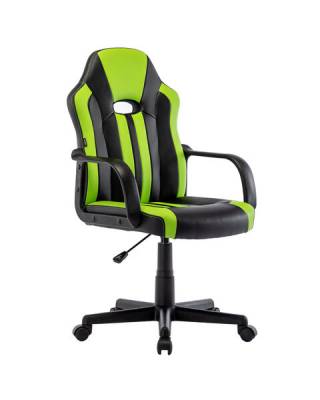 Кресло компьютерное  "Stripe GM-202", экокожа, черное/зеленое, 532511