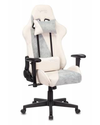 Кресло игровое Бюрократ VIKING X Fabric белый/серо-голубой с подголов. крестовина пластик