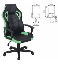 Кресло компьютерное BRABIX "Fighter GM-008", экокожа, черное/зеленое, 532508