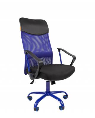 Офисное кресло Chairman 610 Россия 15-21 черный + TW синий, крестовина синяя