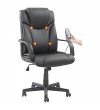 Кресло офисное  "Relax MS-001", 4 массажных модуля, экокожа, черное