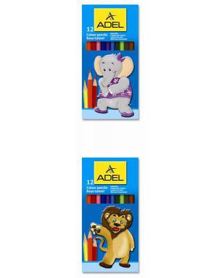 Карандаши цветные Adel Сolour 211-2315-000 шестигранные d=3мм 12цв. 2 дизайна упаковки коробка